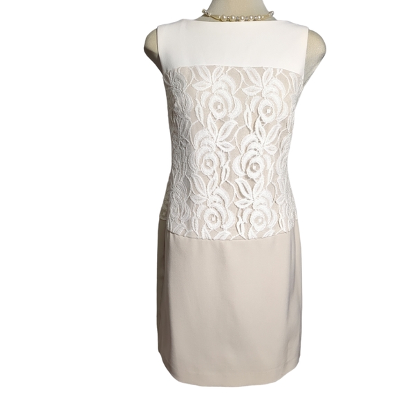 SD Collection, Luxury Sleeveless Cream and white Lace Dress Size 6 - Picture 4 of 12
